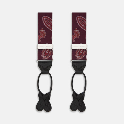 Red Paisley Adjustable Silk Braces