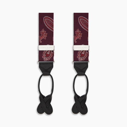 Red Paisley Adjustable Silk Braces Image 2