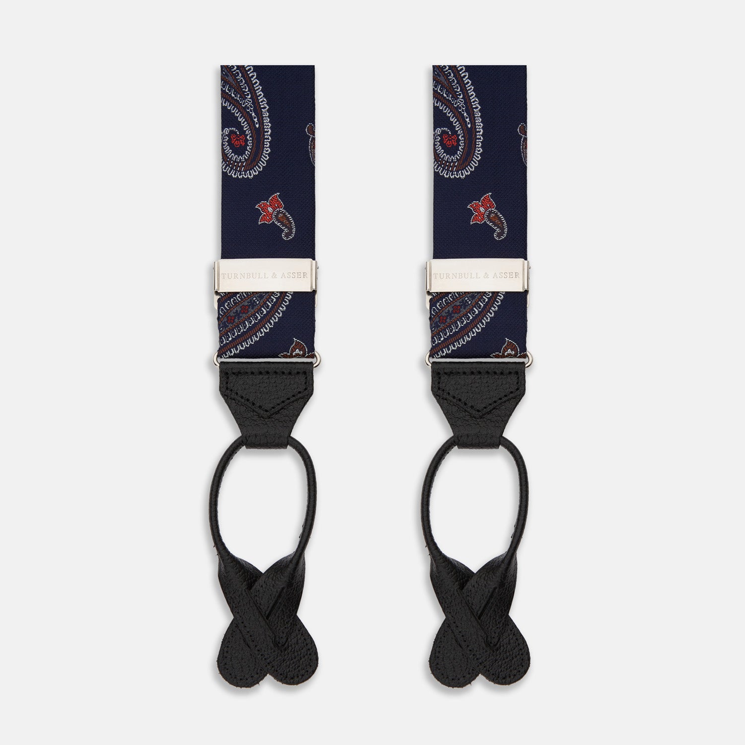 View 1 of product Navy Paisley Adjustable Silk Braces