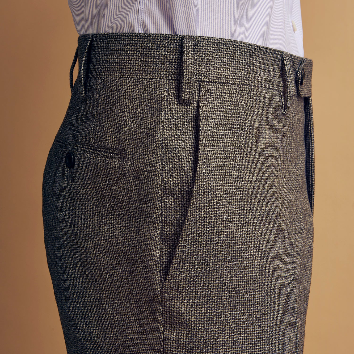 Grey Puppytooth Wool Manson Trouser