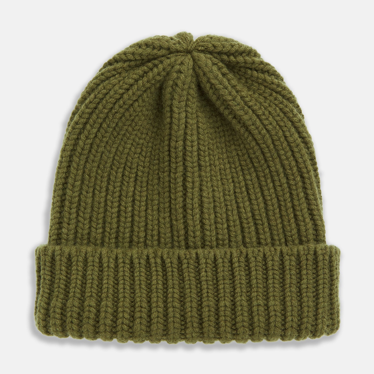 Olive Green Cashmere Ribbed Hat
