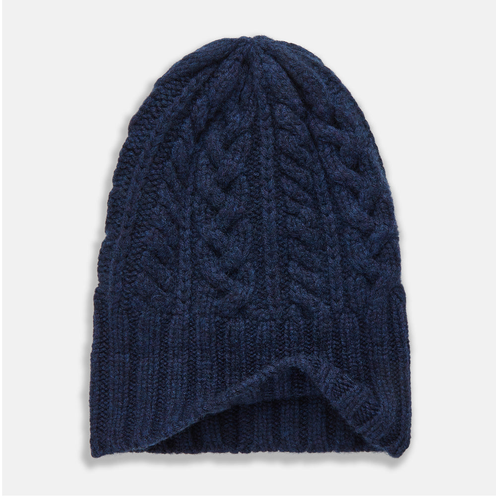 Navy Cashmere Cable Hat