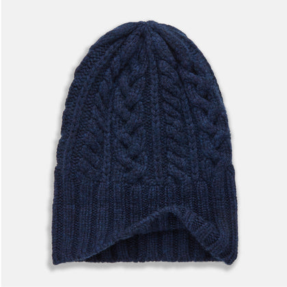 Navy Cashmere Cable Hat Image 2