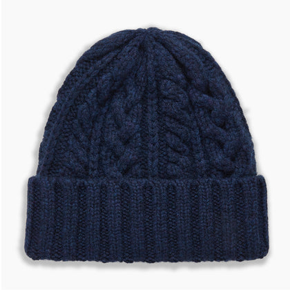 Navy Cashmere Cable Hat Image 3