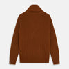 View 4 of product Brown Ainsley Ribbed Shawl Cashmere Cardigan