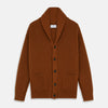 View 1 of product Brown Ainsley Ribbed Shawl Cashmere Cardigan