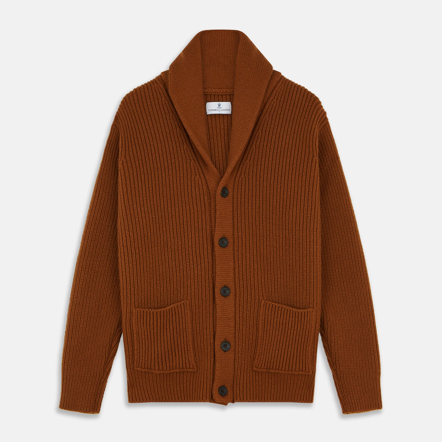 View 1 of product Brown Ainsley Ribbed Shawl Cashmere Cardigan