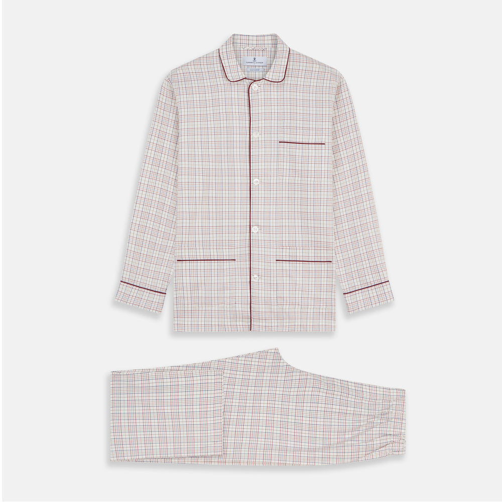 Red Multi Check Cotton-Cashmere Modern Pyjama Set