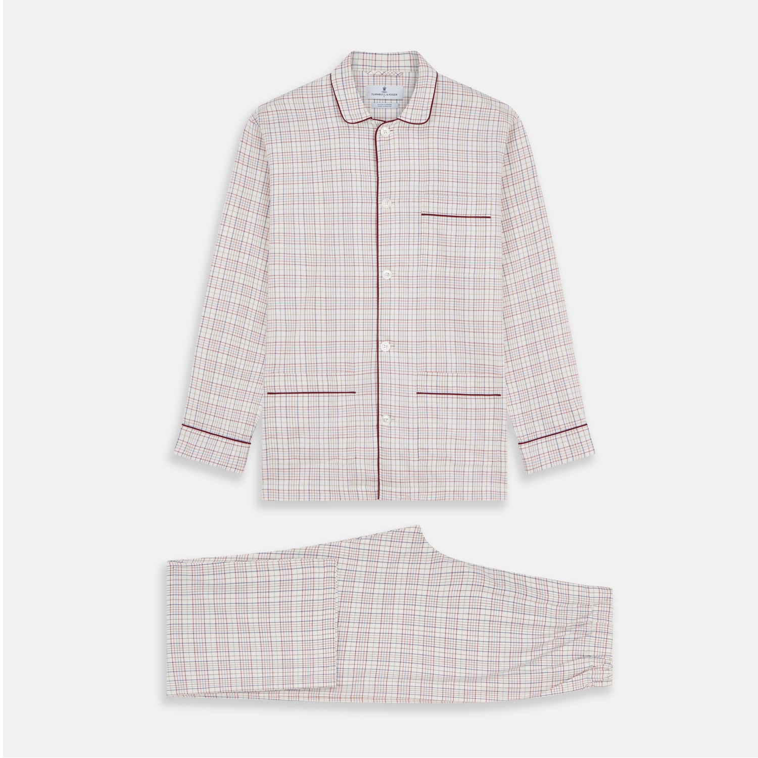 View 1 of product Red Multi Check Cotton-Cashmere Modern Pyjama Set