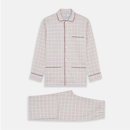Red Multi Check Cotton-Cashmere Modern Pyjama Set