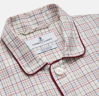 Red Multi Check Cotton-Cashmere Modern Pyjama Set Image 1