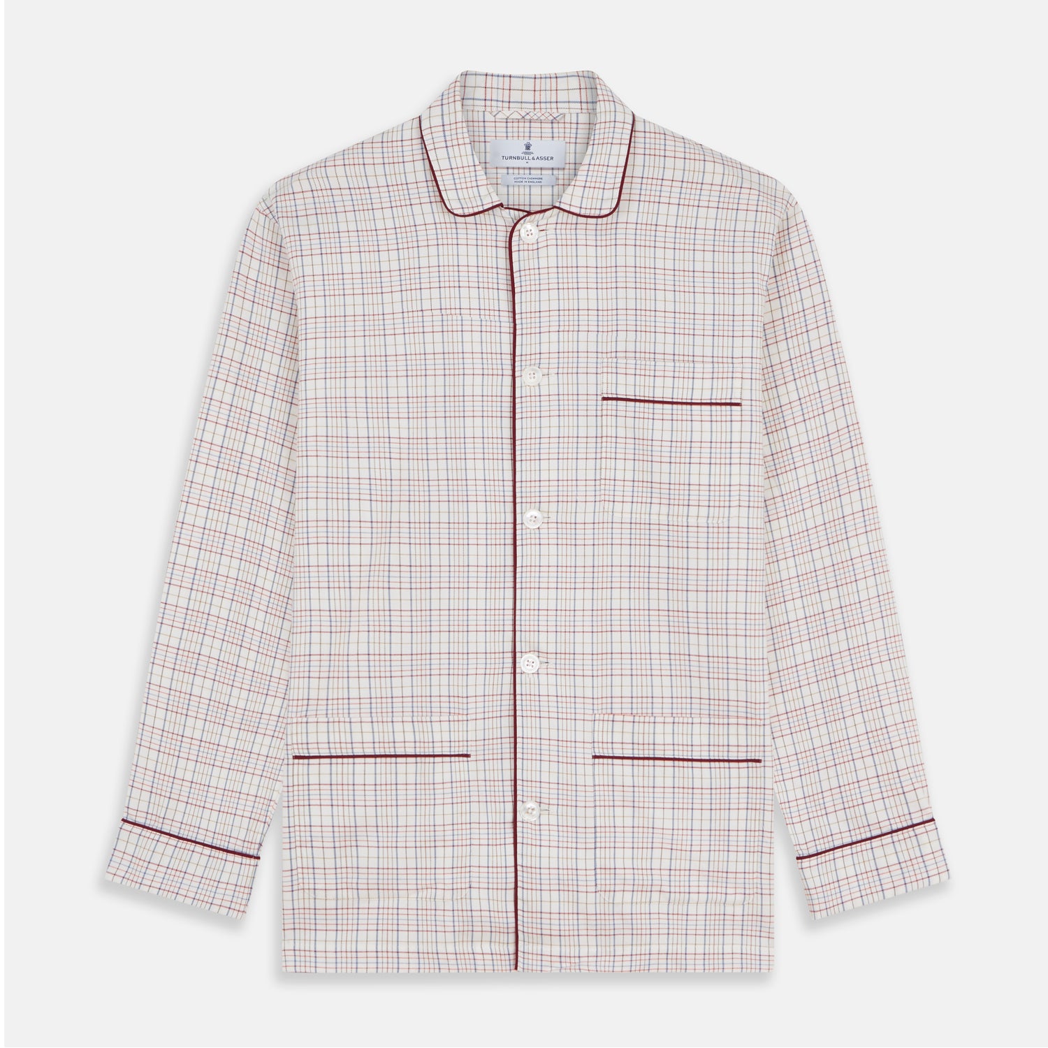 View 5 of product Red Multi Check Cotton-Cashmere Modern Pyjama Set