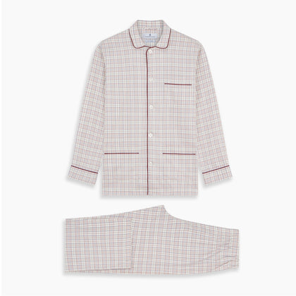 Red Multi Check Cotton-Cashmere Modern Pyjama Set Image 8