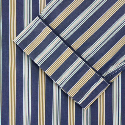 Blue Multi Stripe Cotton Modern Pyjama Set Image 2