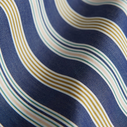 Blue Multi Stripe Cotton Modern Pyjama Set Image 3