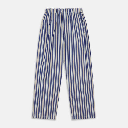 Blue Multi Stripe Cotton Modern Pyjama Set Image 5