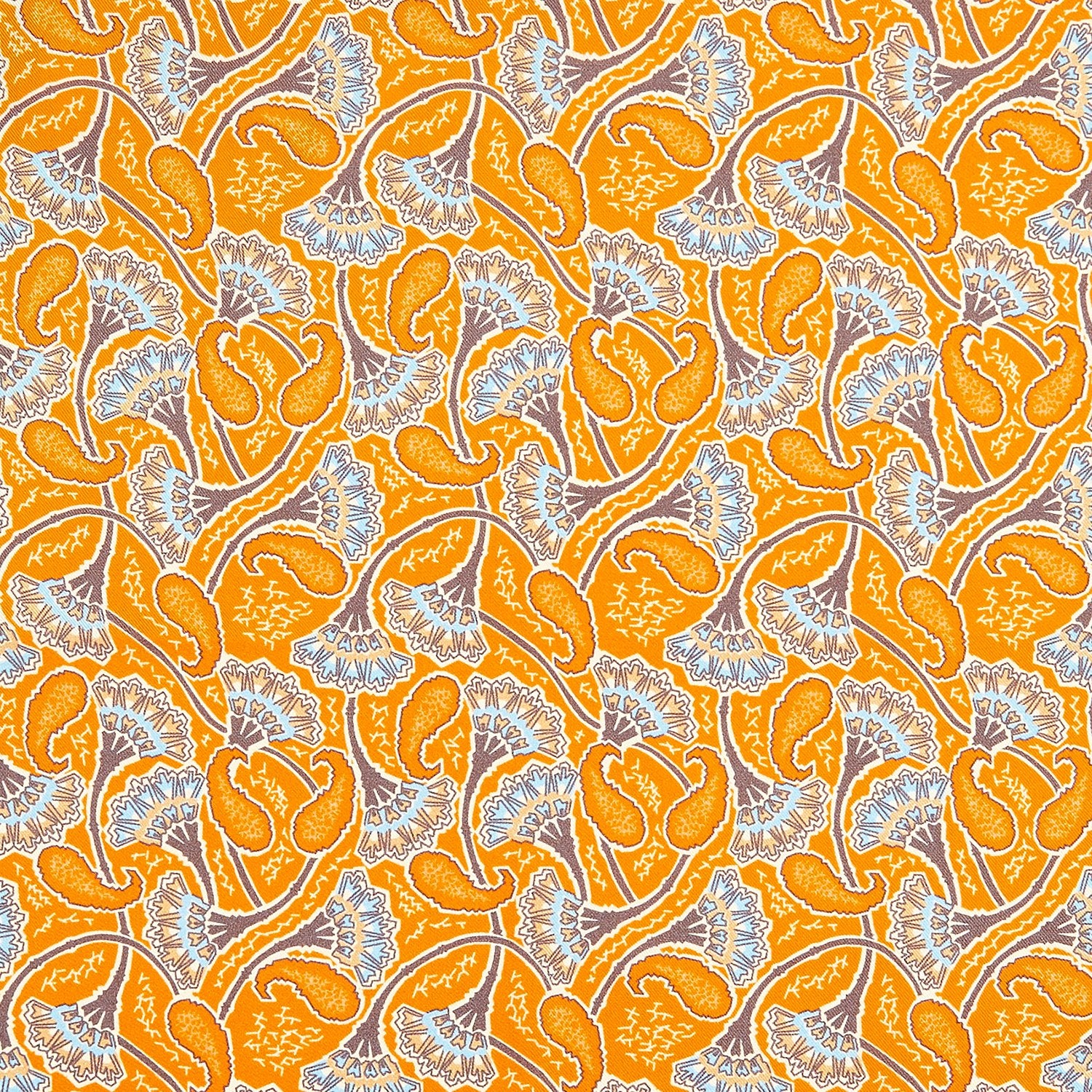 Orange Multi Roosters Head Silk Pocket Square