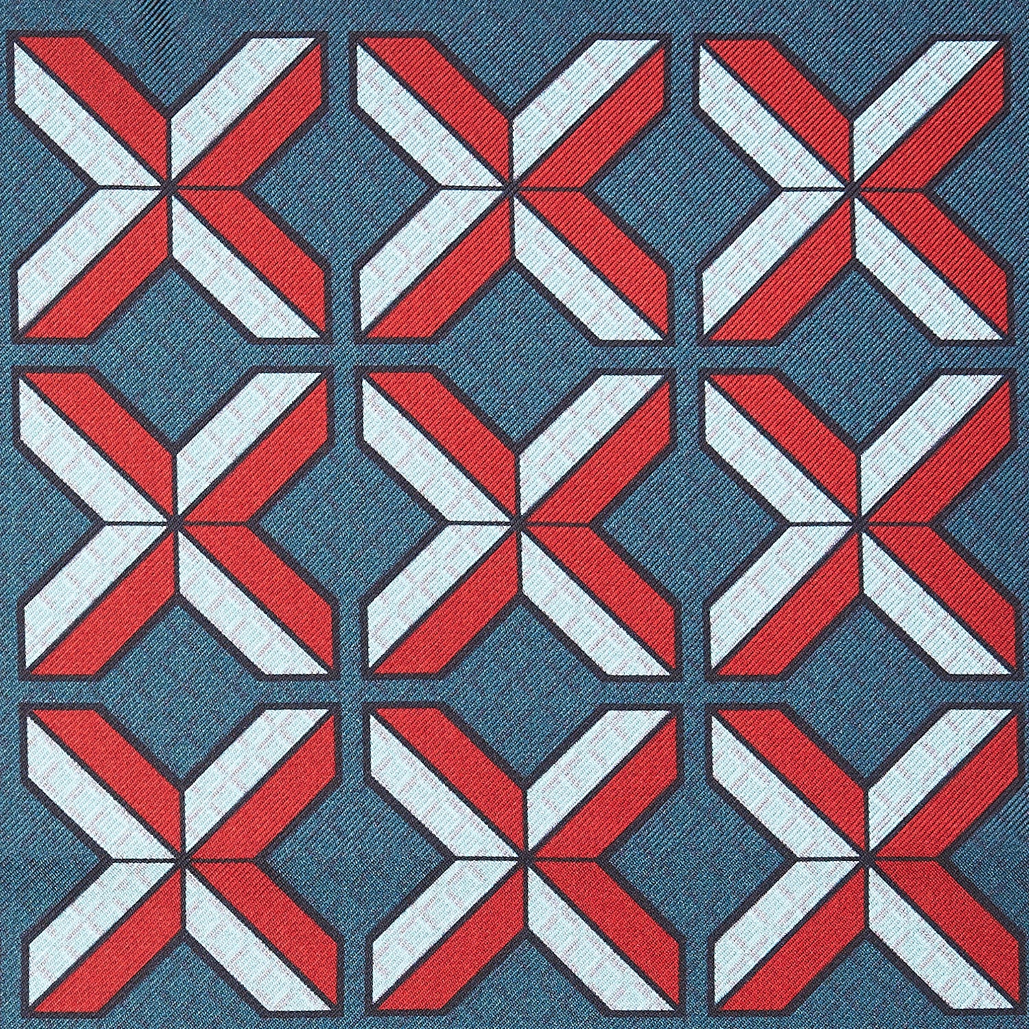 View 2 of product Red Multi Crosses Double-Faced Silk Pocket Square