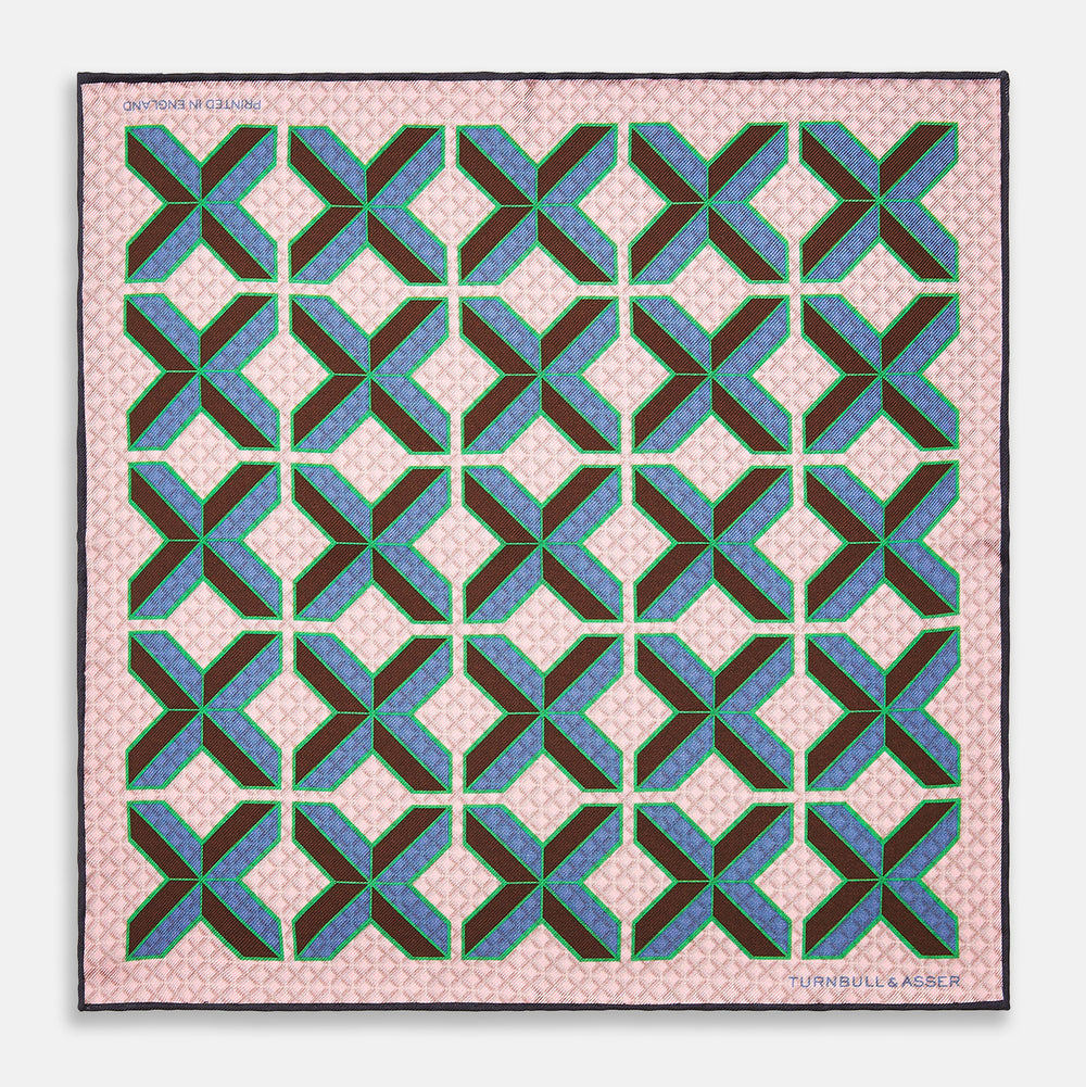 Pink Multi Crosses Double-Faced Silk Pocket Square