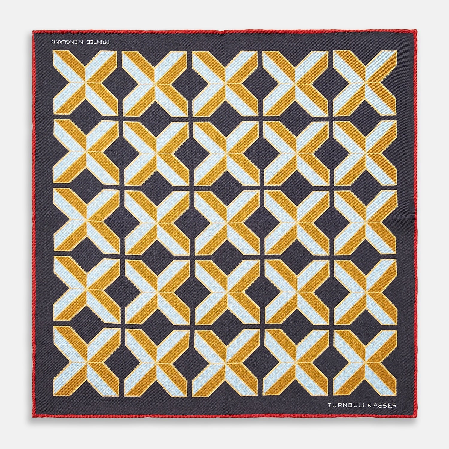 Navy Multi Crosses Double-Faced Silk Pocket Square