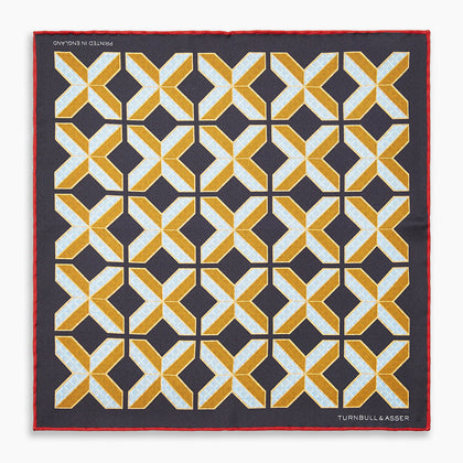 Navy Multi Crosses Double-Faced Silk Pocket Square Image 3