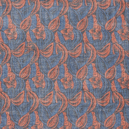 Navy Multi Camo Birds Wool Twill Pocket Square Image 1