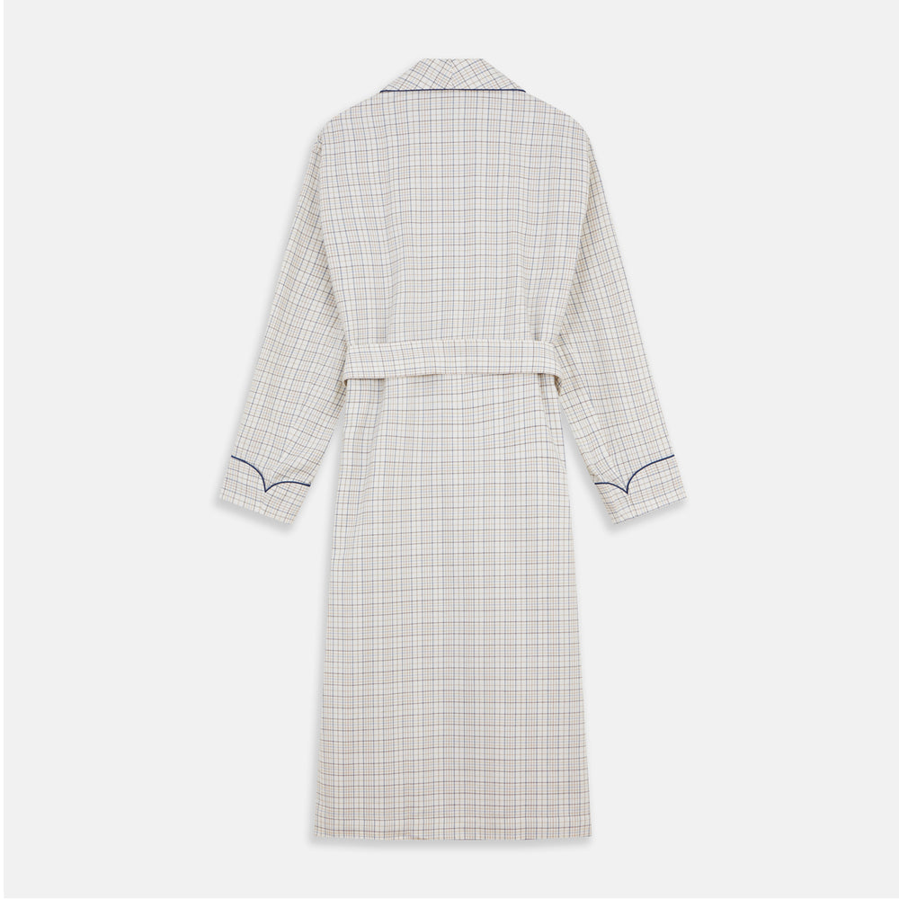 Brown Multi Check Cotton-Cashmere Gown