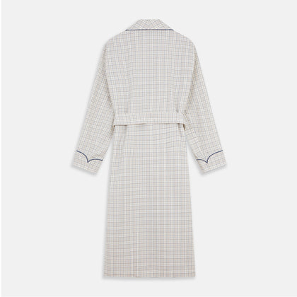 Brown Multi Check Cotton-Cashmere Gown Image 4