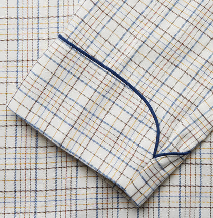 Brown Multi Check Cotton-Cashmere Gown Image 2