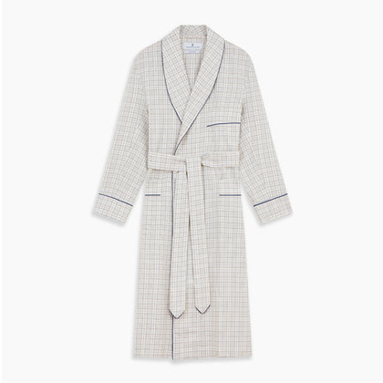 Brown Multi Check Cotton-Cashmere Gown Image 5