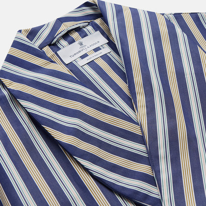 Blue Multi Stripe Cotton Gown Image 2