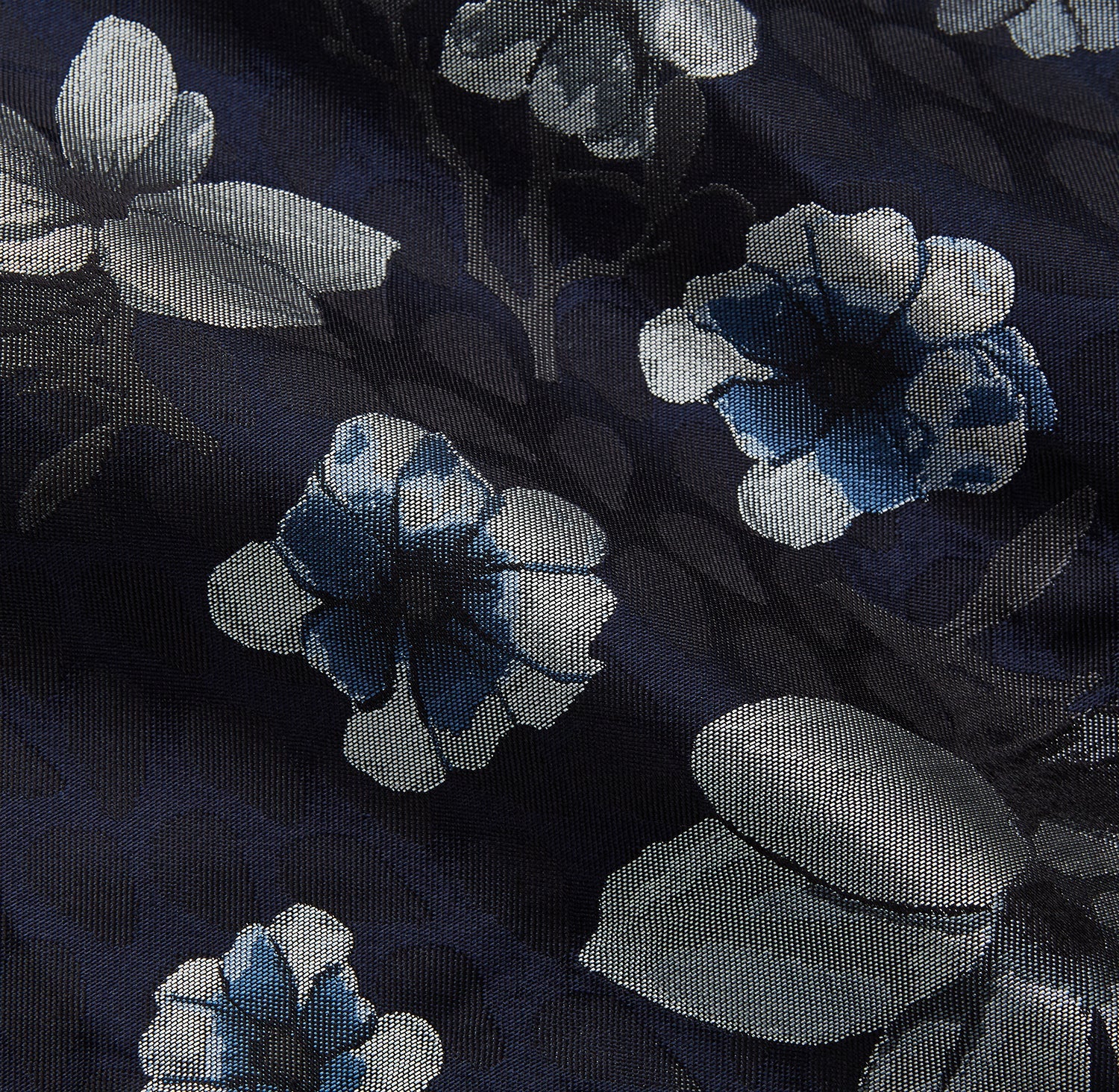 View 2 of product Navy Floral Silk Jacquard Pierce Gown