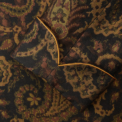 Gold Multi Floral Cotton, Wool & Silk Jacquard Pierce Gown Image 2