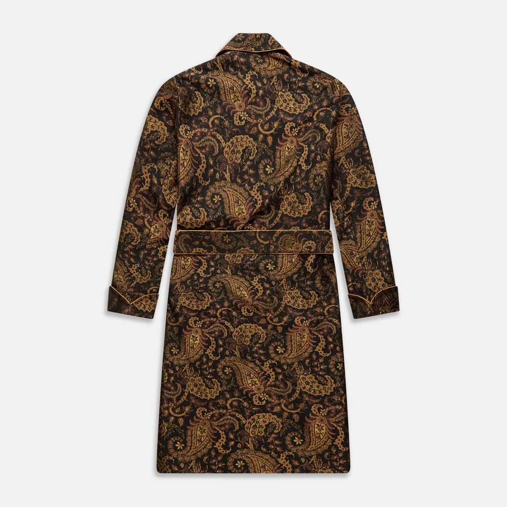 Gold Multi Floral Cotton, Wool & Silk Jacquard Pierce Gown