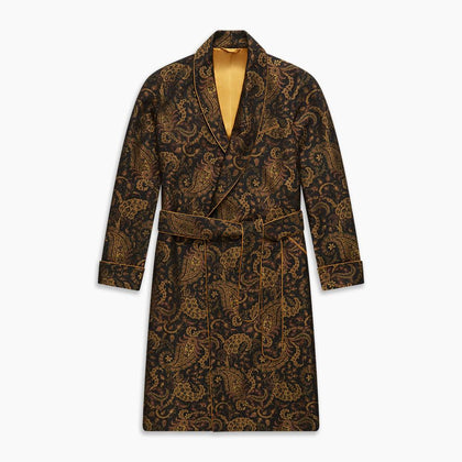 Gold Multi Floral Cotton, Wool & Silk Jacquard Pierce Gown Image 5