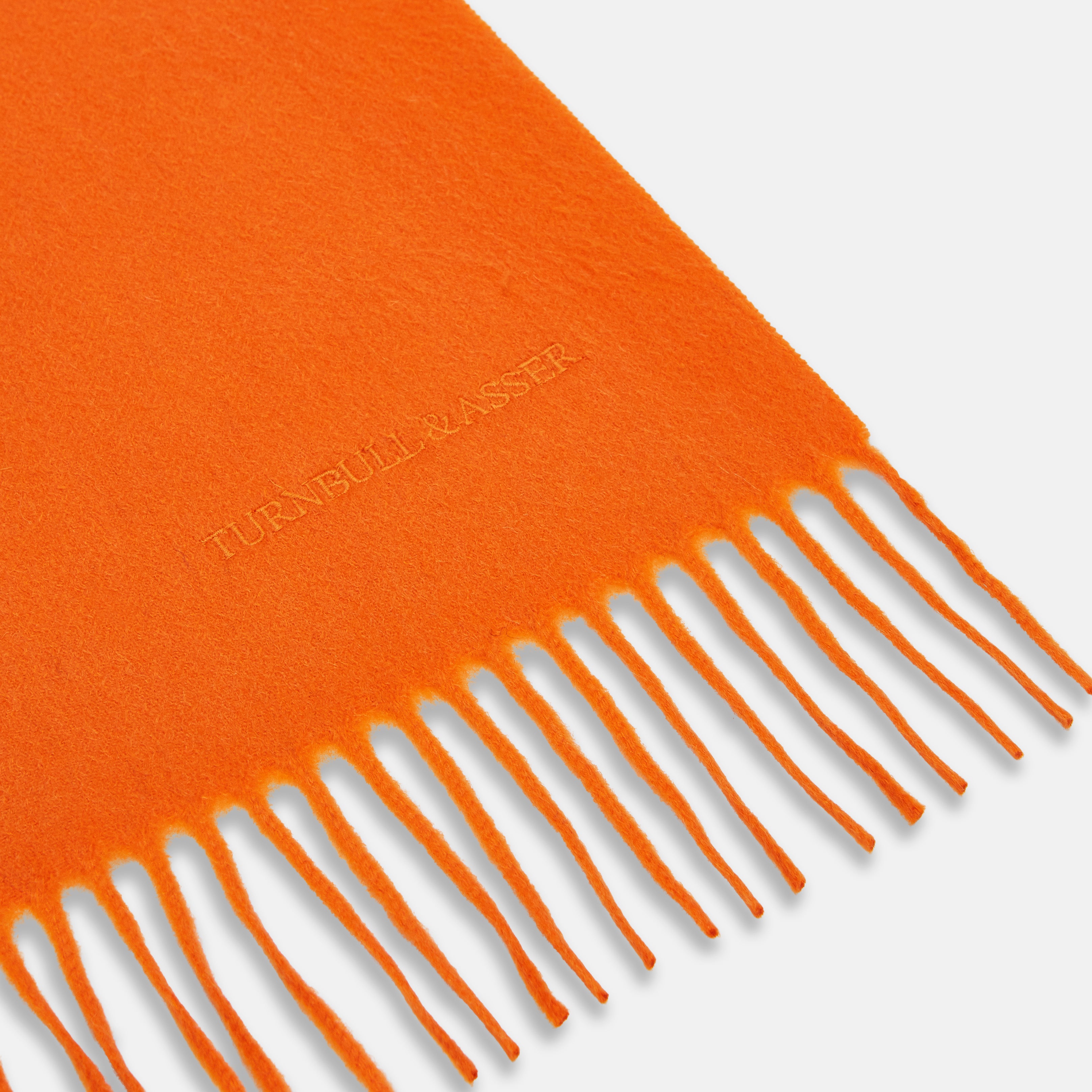 View 2 of product Orange Purled Fringe Cashmere Scarf