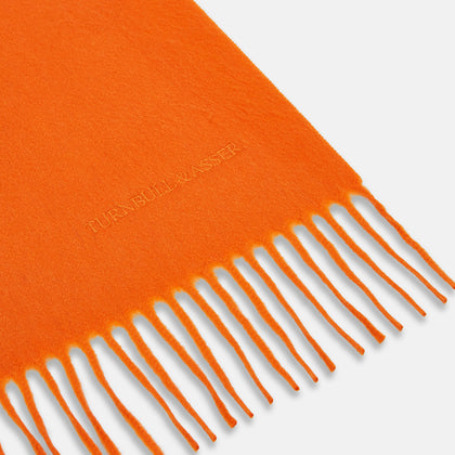 Orange Purled Fringe Cashmere Scarf Image 1