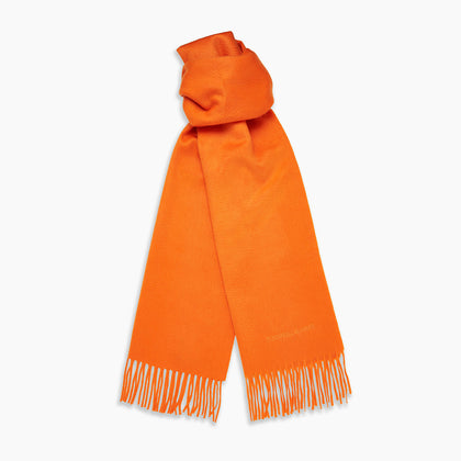 Orange Purled Fringe Cashmere Scarf Image 2