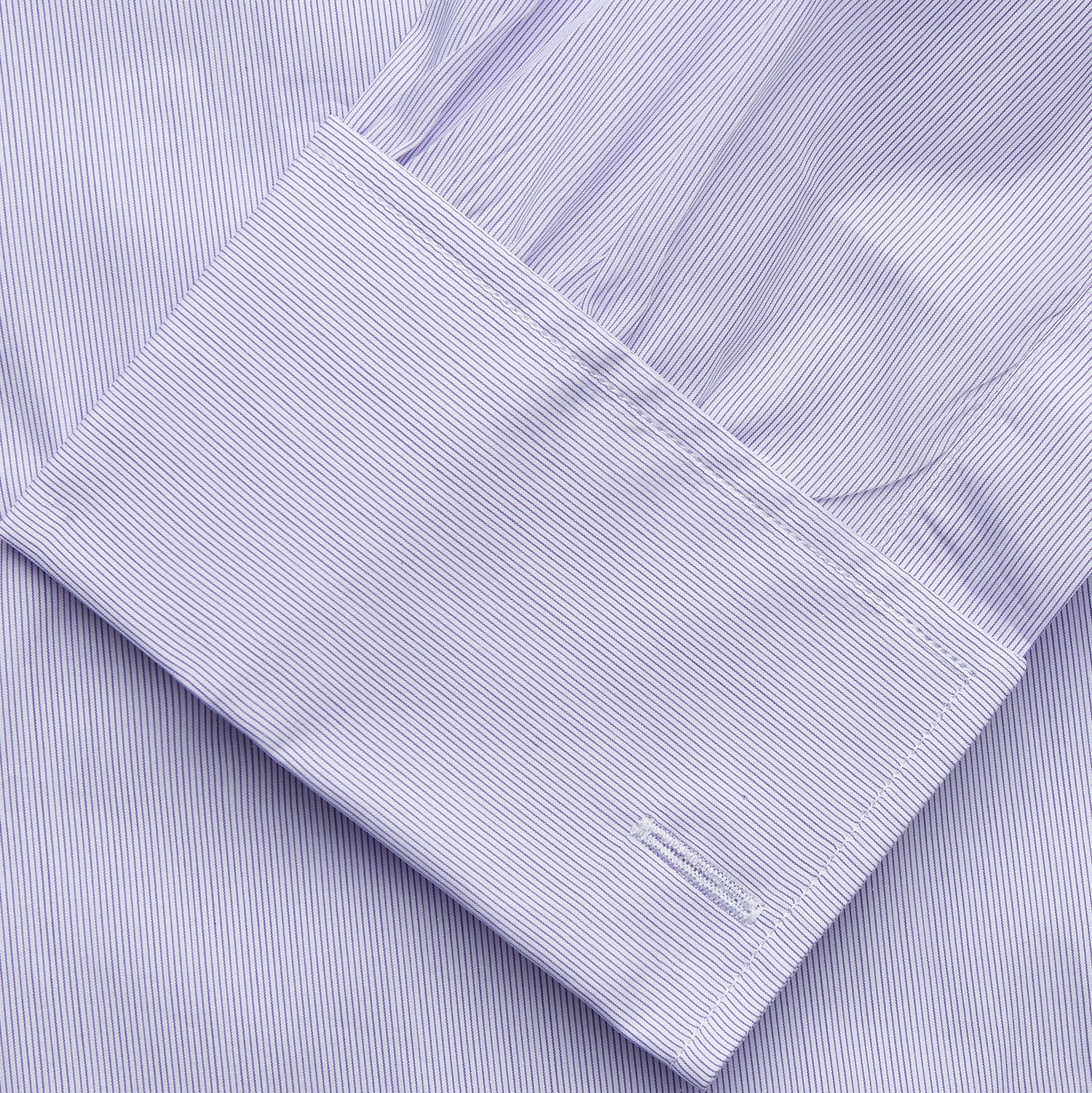 View 3 of product Purple Hairline Stripe Regular Fit Twill Shirt with T&A Collar and Double Cuffs