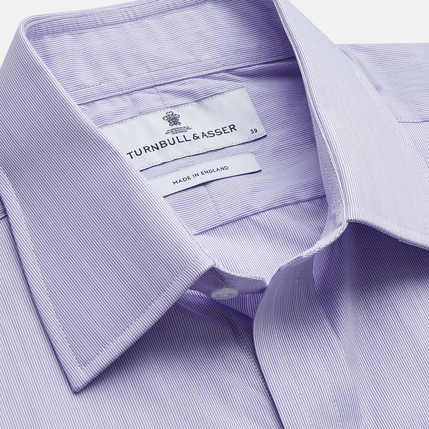 Purple Hairline Stripe Regular Fit Twill Shirt with T&A Collar and Double Cuffs