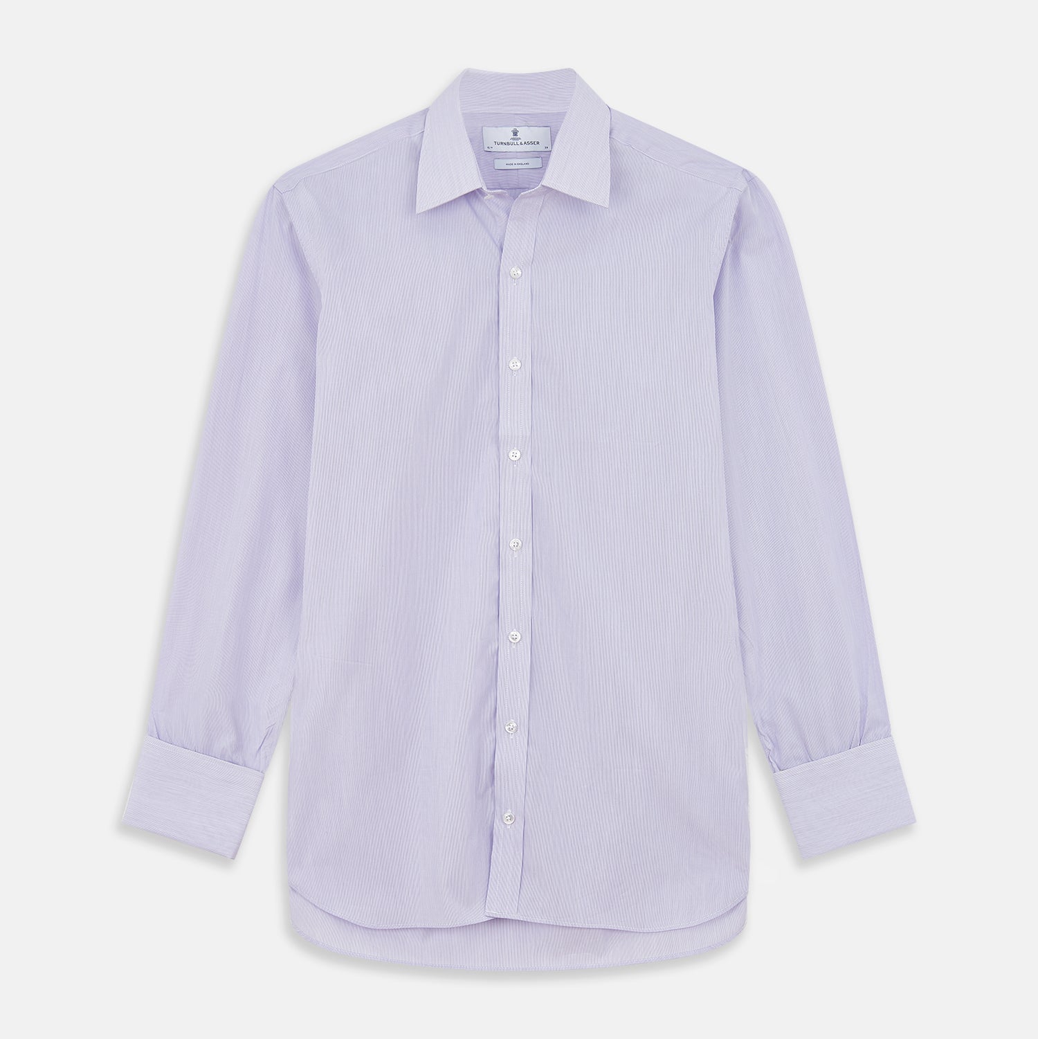 View 1 of product Purple Hairline Stripe Regular Fit Twill Shirt with T&A Collar and Double Cuffs