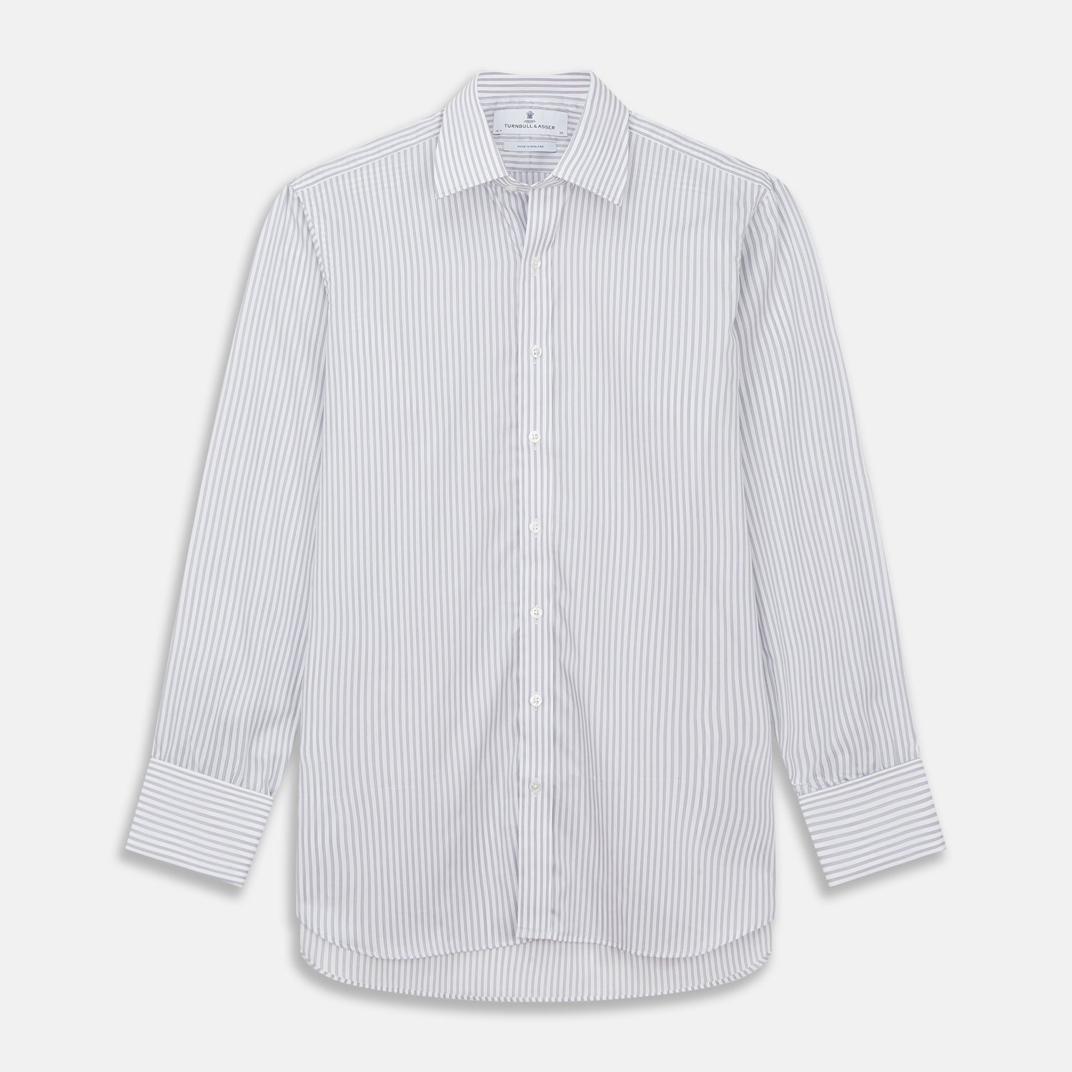 View 2 of product Grey Multi Stripe Regular Fit Twill Shirt with T&A Collar and Double Cuffs
