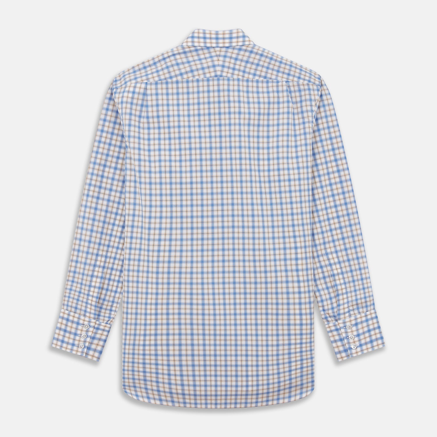 View 5 of product Blue Multi Check Regular Fit Shirt with T&A Collar and 3 Button Cuffs