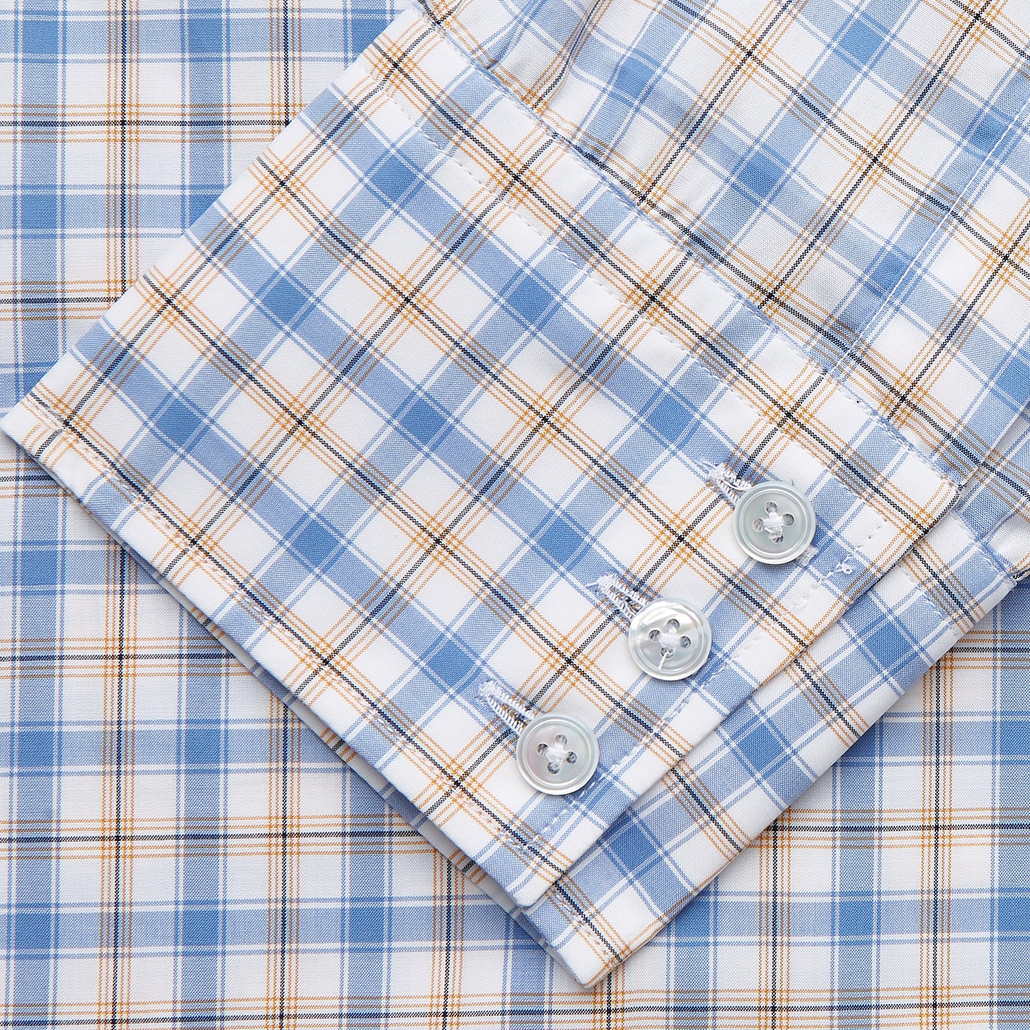Blue Multi Check Regular Fit Shirt with T&A Collar and 3 Button Cuffs