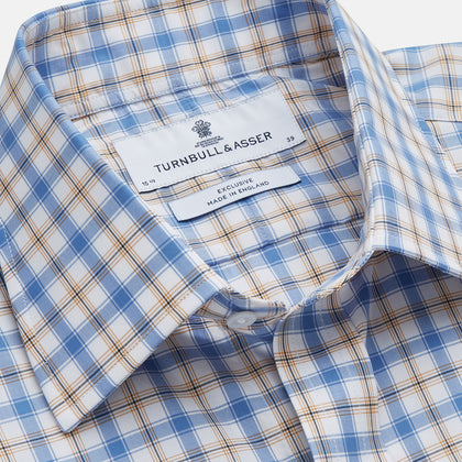 Blue Multi Check Regular Fit Shirt with T&A Collar and 3 Button Cuffs Image 1