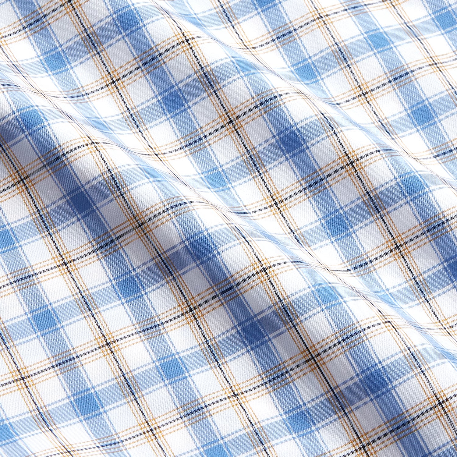 View 4 of product Blue Multi Check Regular Fit Shirt with T&A Collar and 3 Button Cuffs