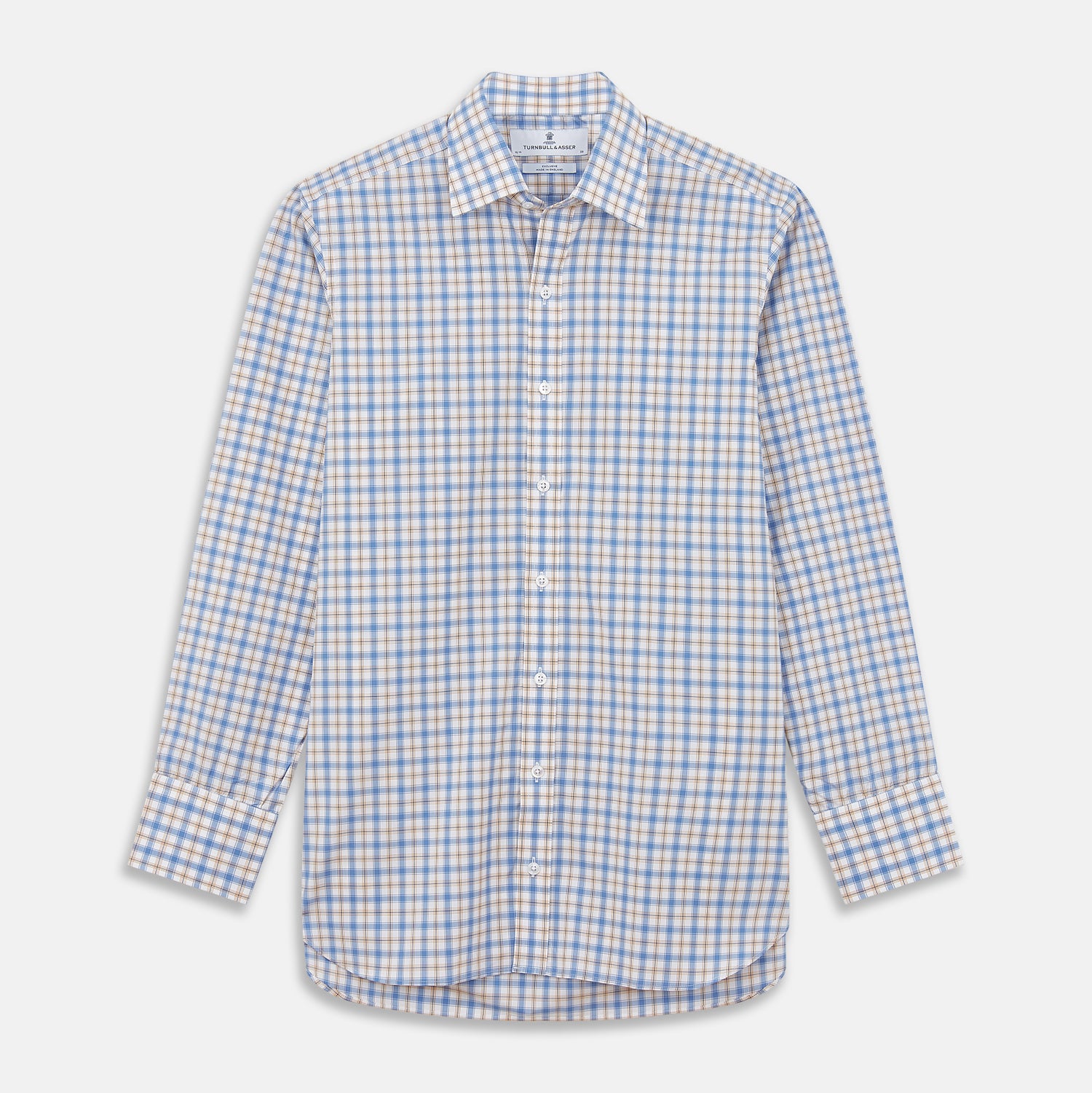 Blue Multi Check Regular Fit Shirt with T&A Collar and 3 Button Cuffs
