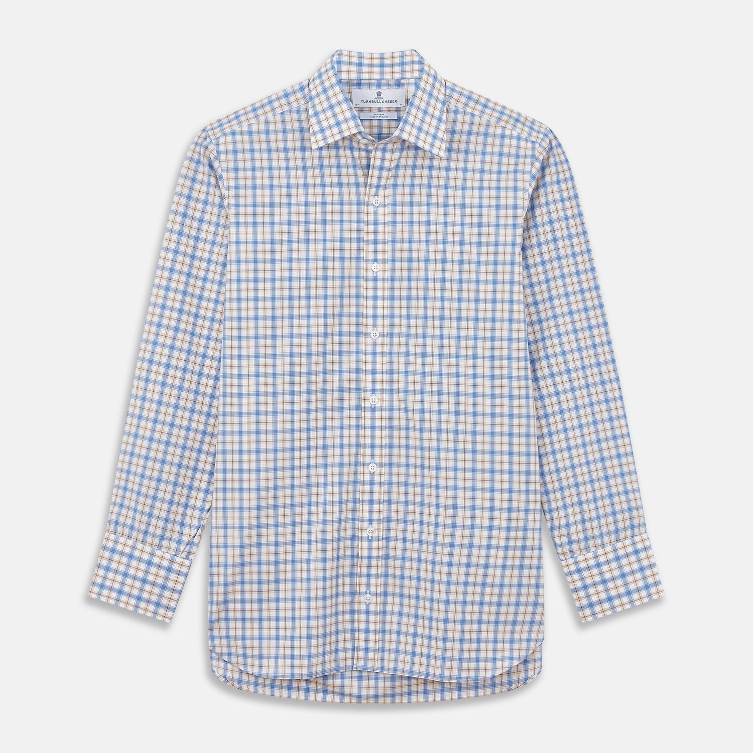 View 1 of product Blue Multi Check Regular Fit Shirt with T&A Collar and 3 Button Cuffs