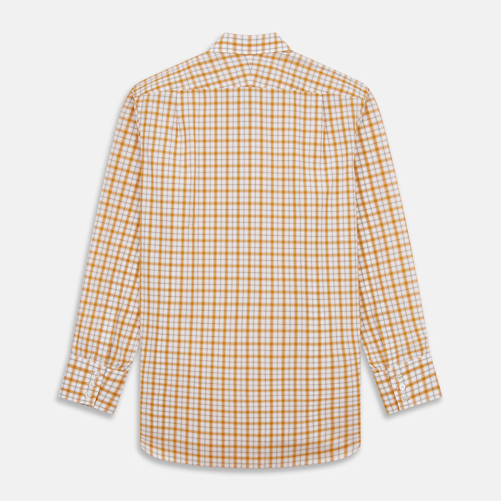 Orange Multi Check Regular Fit Shirt with T&A Collar and 3 Button Cuffs