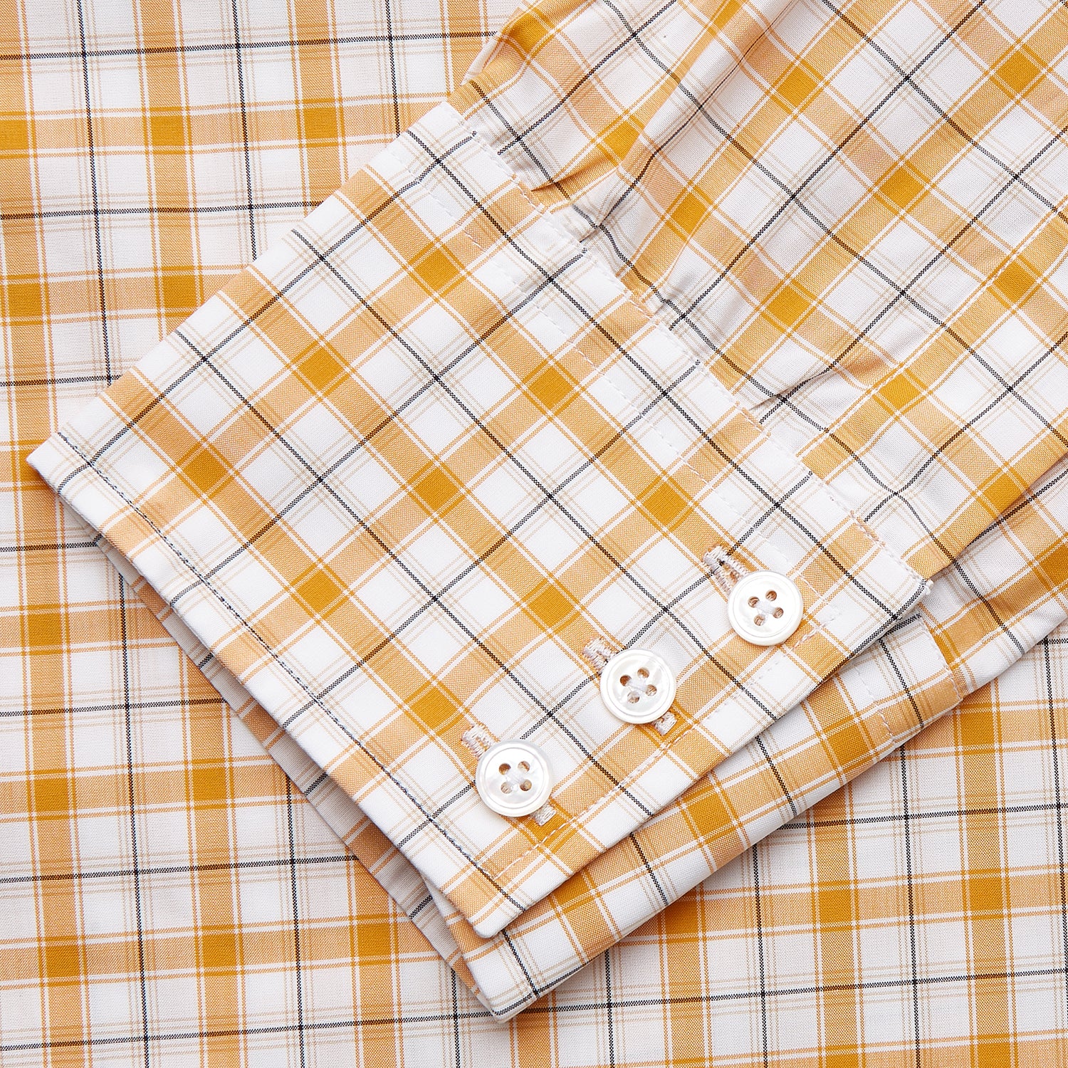 View 3 of product Orange Multi Check Regular Fit Shirt with T&A Collar and 3 Button Cuffs